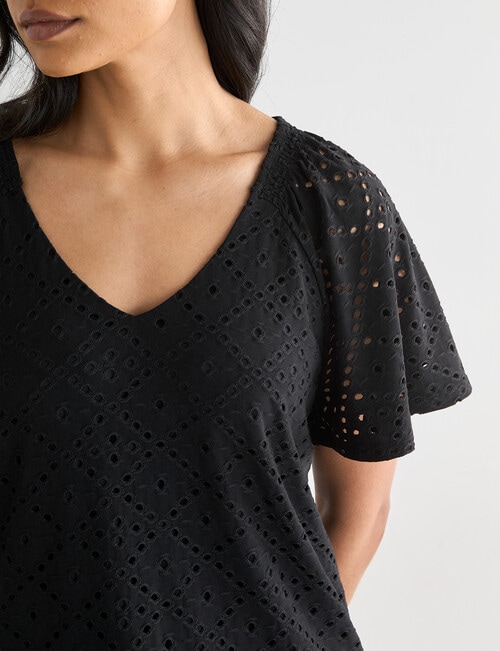 Whistle Flutter Sleeve Knit Top, Black product photo View 04 L