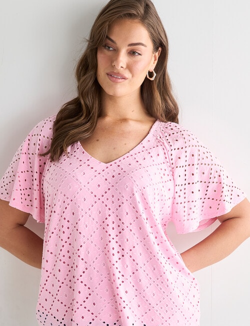 Whistle Flutter Sleeve Knit Top, Candy product photo