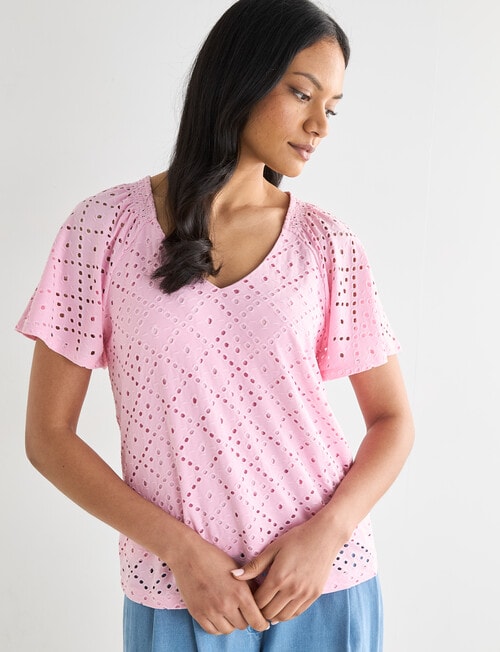 Whistle Flutter Sleeve Knit Top, Candy product photo View 05 L