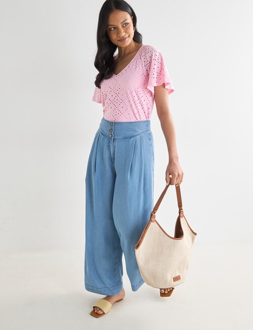 Whistle Flutter Sleeve Knit Top, Candy product photo View 06 L