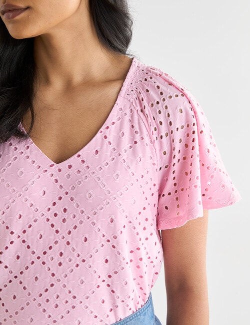 Whistle Flutter Sleeve Knit Top, Candy product photo View 07 L