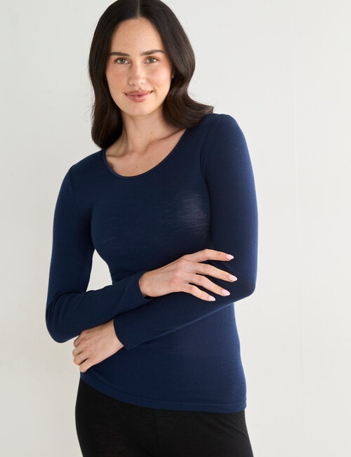 Lyric Thermals Melody Merino Long Sleeve Top, Navy product photo