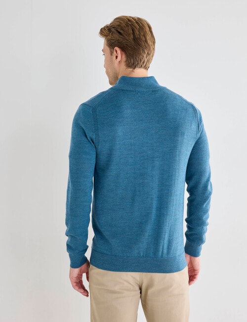 North South Merino Merino 1/4 Zip Jumper, Turquoise Marle product photo View 02 L