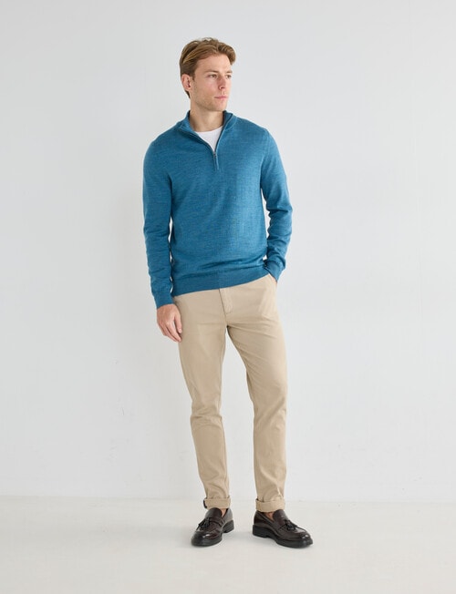 North South Merino Merino 1/4 Zip Jumper, Turquoise Marle product photo View 03 L