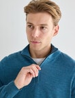 North South Merino Merino 1/4 Zip Jumper, Turquoise Marle product photo View 04 S