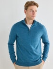North South Merino Merino 1/4 Zip Jumper, Turquoise Marle product photo View 05 S