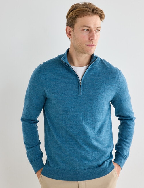 North South Merino Merino 1/4 Zip Jumper, Turquoise Marle product photo View 05 L
