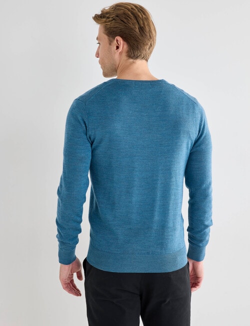 North South Merino Merino V-Neck Jumper, Turquoise Marle product photo View 02 L