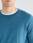North South Merino Merino Crew Neck Jumper, Turquoise Marle product photo View 06 S