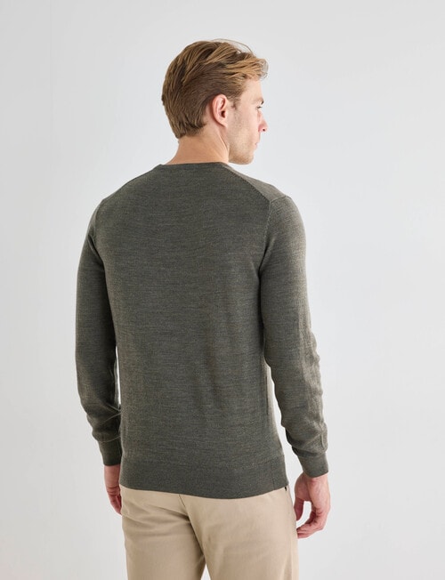 North South Merino Merino Crew Neck Jumper, Khaki Marle product photo View 02 L