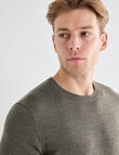 North South Merino Merino Crew Neck Jumper, Khaki Marle product photo View 04 S