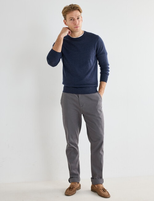 North South Merino Merino Crew Neck Jumper, Navy Marle product photo View 03 L