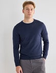 North South Merino Merino Crew Neck Jumper, Navy Marle product photo View 05 S