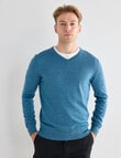 North South Merino Merino V-Neck Jumper, Turquoise Marle product photo View 05 S