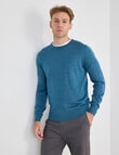 North South Merino Merino Crew Neck Jumper, Turquoise Marle product photo