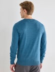 North South Merino Merino Crew Neck Jumper, Turquoise Marle product photo View 02 S