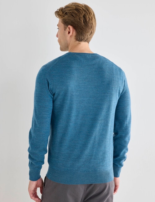 North South Merino Merino Crew Neck Jumper, Turquoise Marle product photo View 02 L