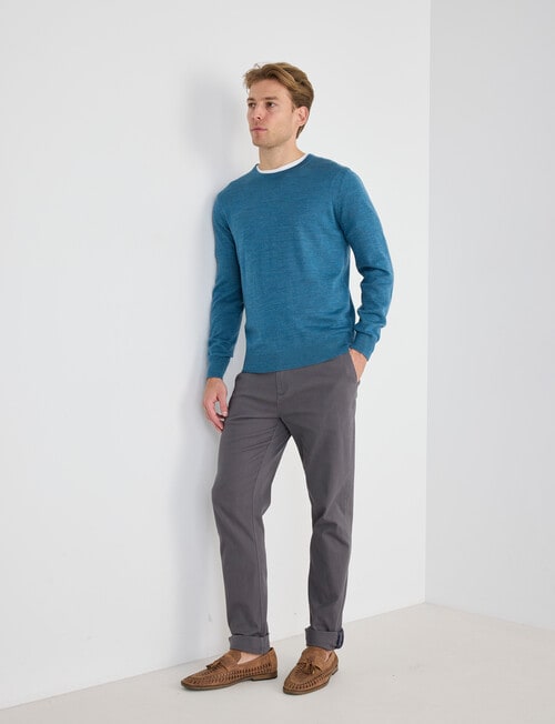 North South Merino Merino Crew Neck Jumper, Turquoise Marle product photo View 03 L