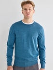 North South Merino Merino Crew Neck Jumper, Turquoise Marle product photo View 05 S