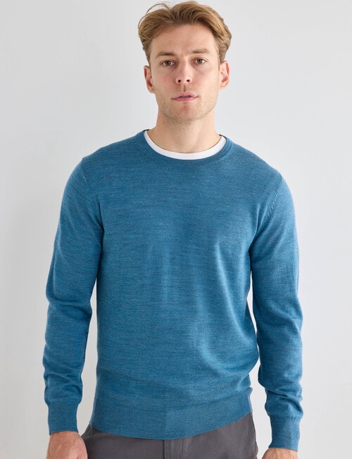 North South Merino Merino Crew Neck Jumper, Turquoise Marle product photo View 05 L