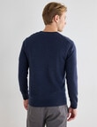 North South Merino Merino Crew Neck Jumper, Navy Marle product photo View 02 S