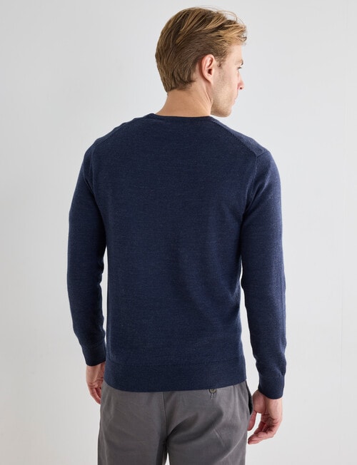 North South Merino Merino Crew Neck Jumper, Navy Marle product photo View 02 L