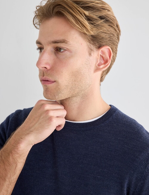 North South Merino Merino Crew Neck Jumper, Navy Marle product photo View 04 L