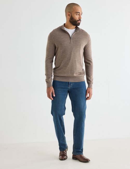 North South Merino Merino 1/4 Zip Jumper, Fawn product photo View 03 L
