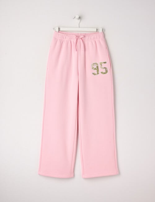 Switch Applique Camo Wide Leg Trackpant, Baby Pink product photo