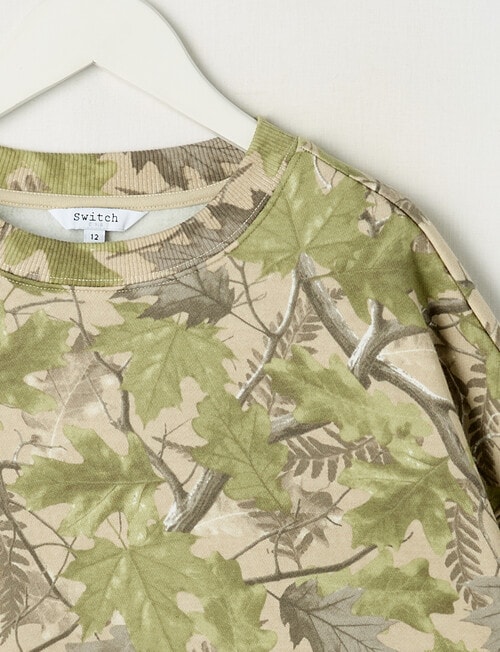 Switch Foliage Camo Oversized Sweatshirt, Green product photo View 02 L