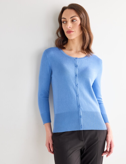 Oliver Black Crew Neck Cardigan, Deep Blue product photo