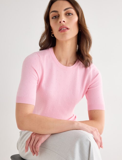 Oliver Black Short Sleeve Textured Jumper, Blossom product photo View 04 L