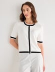 Oliver Black Trim Cardigan, Ivory & Black product photo