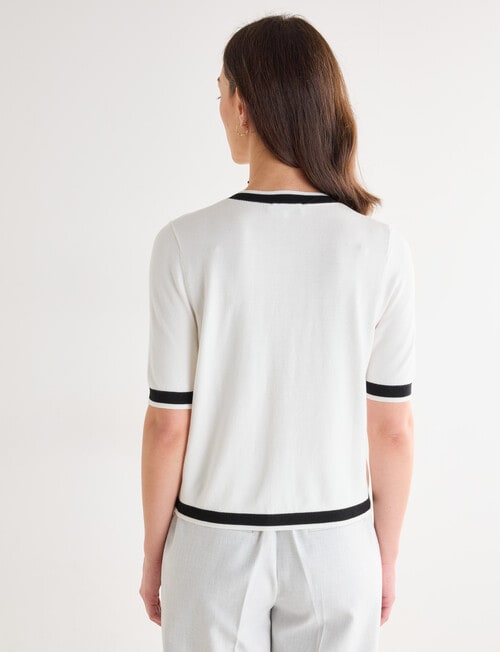 Oliver Black Trim Cardigan, Ivory & Black product photo View 02 L