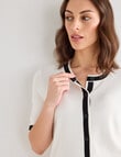 Oliver Black Trim Cardigan, Ivory & Black product photo View 04 S