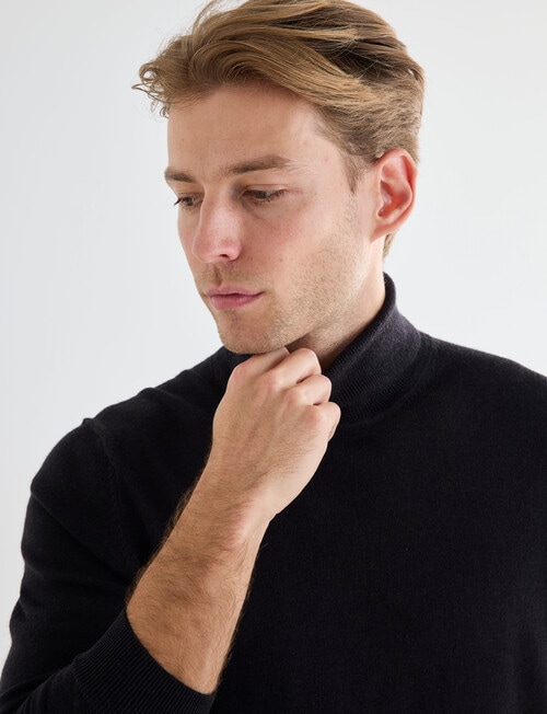 North South Merino Merino Roll Neck Jumper, Black product photo View 04 L