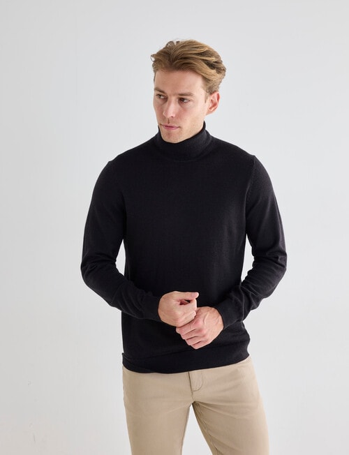 North South Merino Merino Roll Neck Jumper, Black product photo View 05 L