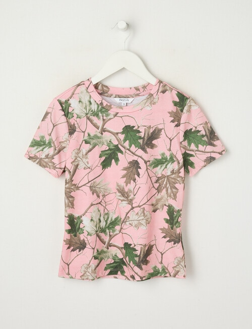 Switch Short Sleeve Foliage Camo Tee, Baby Pink product photo