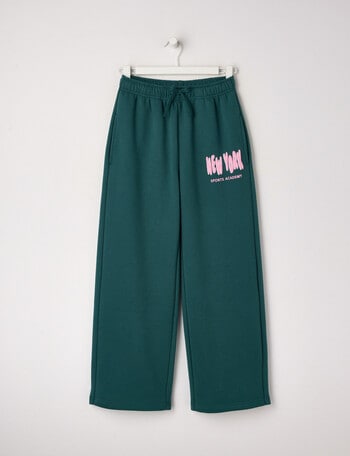 Switch New York Sports Wide Leg Trackpant, Forest Green & Bubblegum product photo