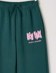 Switch New York Sports Wide Leg Trackpant, Forest Green & Bubblegum product photo View 02 S