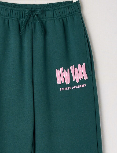 Switch New York Sports Wide Leg Trackpant, Forest Green & Bubblegum product photo View 02 L