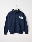 Switch New York Sports Oversized 1/4 Zip Sweatshirt, Navy product photo