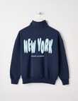 Switch New York Sports Oversized 1/4 Zip Sweatshirt, Navy product photo View 02 S