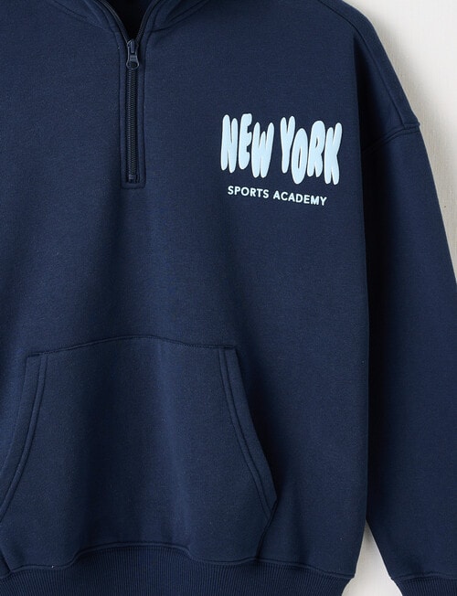 Switch New York Sports Oversized 1/4 Zip Sweatshirt, Navy product photo View 03 L