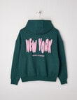 Switch New York Sports Oversized Hoodie, Forest Green & Bubblegum product photo View 02 S