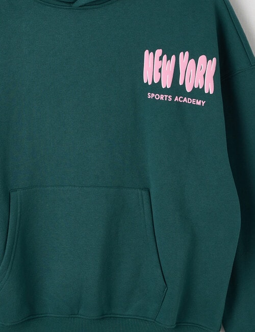 Switch New York Sports Oversized Hoodie, Forest Green & Bubblegum product photo View 03 L