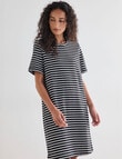 Zest Stripe Tee Shirt Dress, Black & Ecru product photo