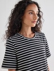 Zest Stripe Tee Shirt Dress, Black & Ecru product photo View 04 S