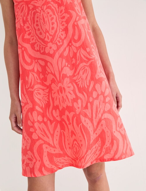 Zest Linen Lotus Floral Swing Dress, Coral product photo View 06 L