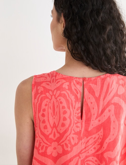 Zest Linen Lotus Floral Swing Dress, Coral product photo View 07 L